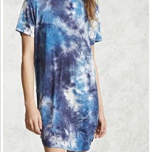 Blue, Tie-dye T-shirt Dress